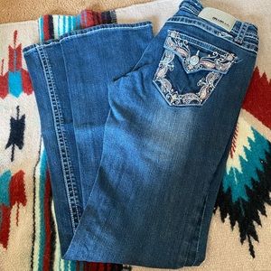 Grace jeans with coral bling back pocket